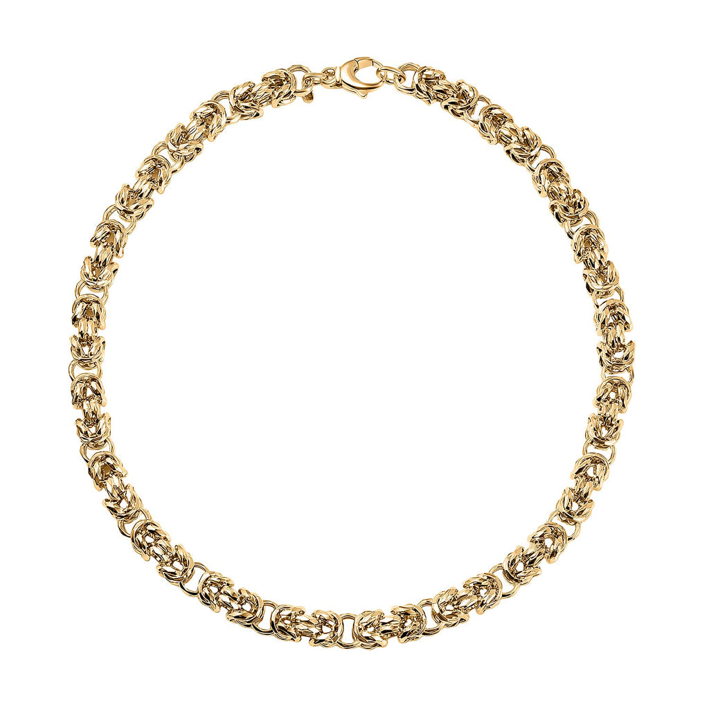 La Bella Fine Italian Jewellery- Handmade Yellow Gold Overlay Sterling Silver Byzantine Necklace (Size 22), Silver Wt. 85.00 Gms.
