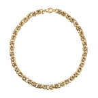 La Bella Fine Italian Jewellery- Handmade Yellow Gold Overlay Sterling Silver Byzantine Necklace (Size 22), Silver Wt. 85.00 Gms.