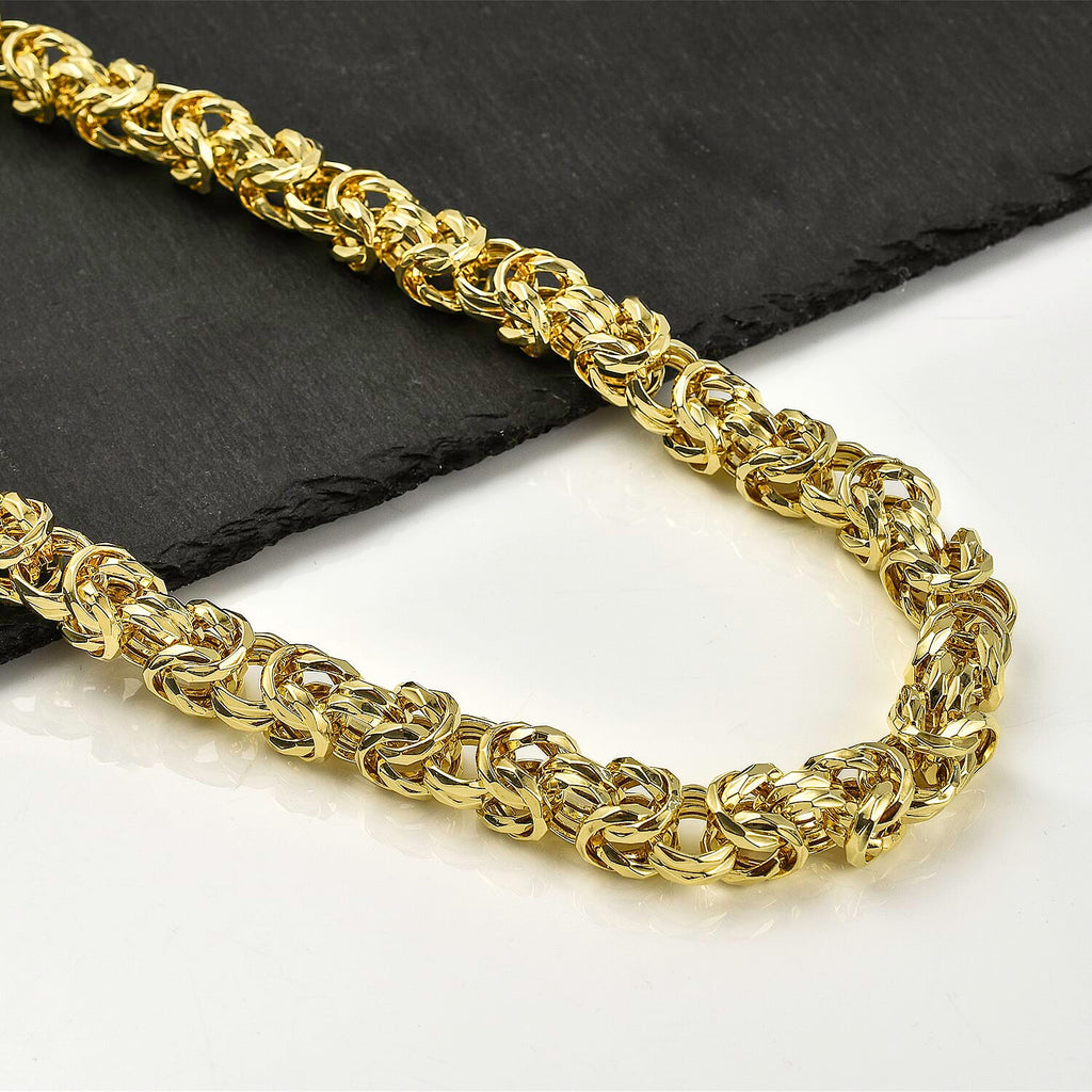 La Bella Fine Italian Jewellery- Handmade Yellow Gold Overlay Sterling Silver Byzantine Necklace (Size 22), Silver Wt. 85.00 Gms.