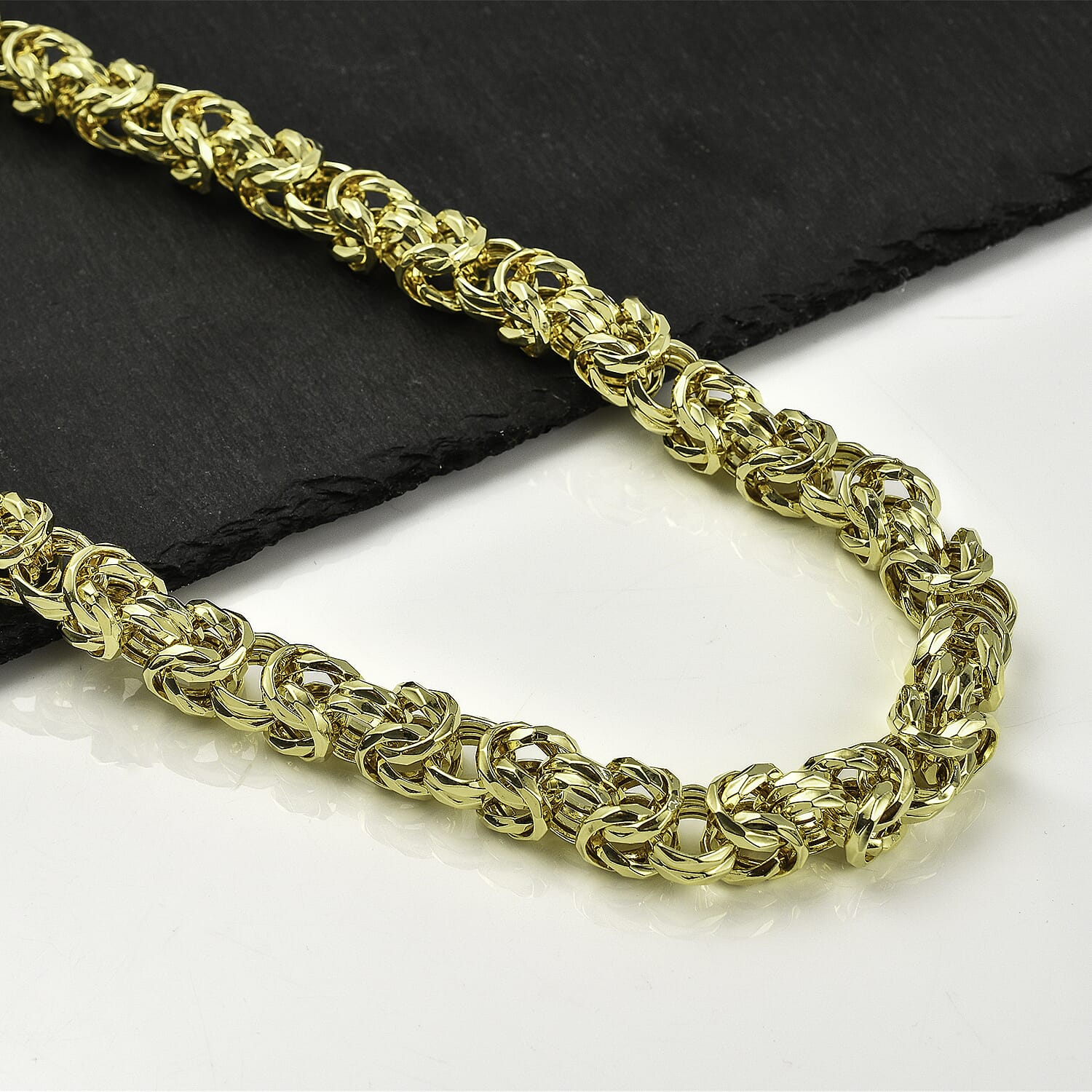 La Bella Fine Italian Jewellery: Handmade Yellow Gold Overlay Sterling Silver Byzantine Necklace (Size 22) 7860185 4