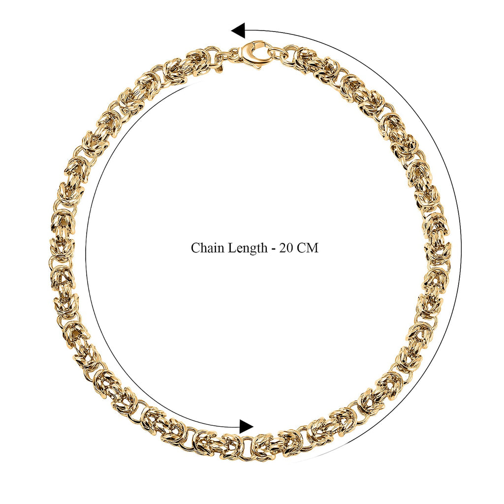 La Bella Fine Italian Jewellery- Handmade Yellow Gold Overlay Sterling Silver Byzantine Necklace (Size 22), Silver Wt. 85.00 Gms.