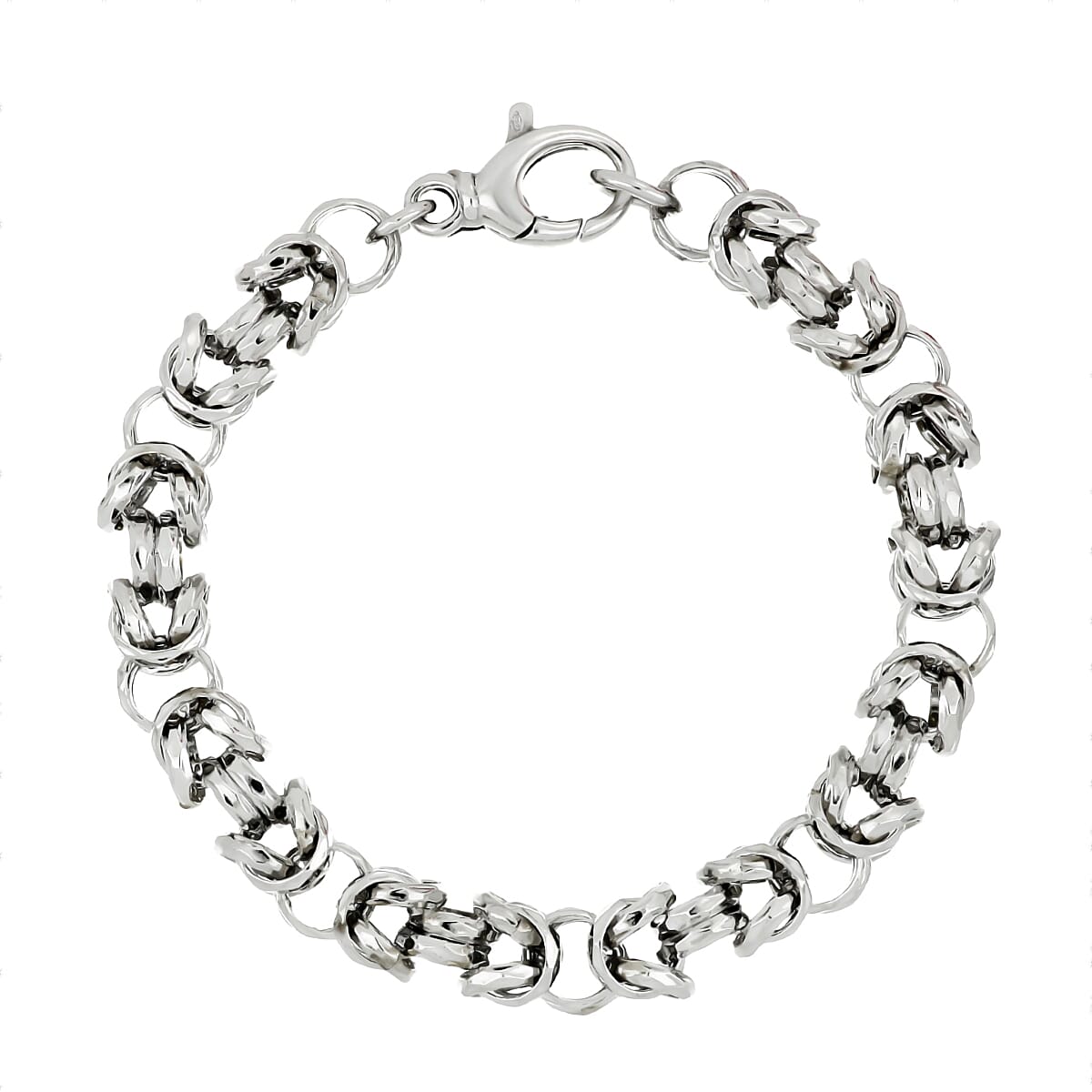 La Bella Handmade Byzantine Sterling Silver Bracelet (Size - 8) with Lobster Clasp, Silver Wt. 19.31 Gms 8478708 0