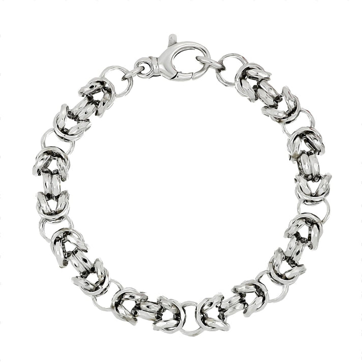 La Bella Handmade Byzantine Sterling Silver Bracelet (Size - 8) with Lobster Clasp, Silver Wt. 19.31 Gms 8478708 1
