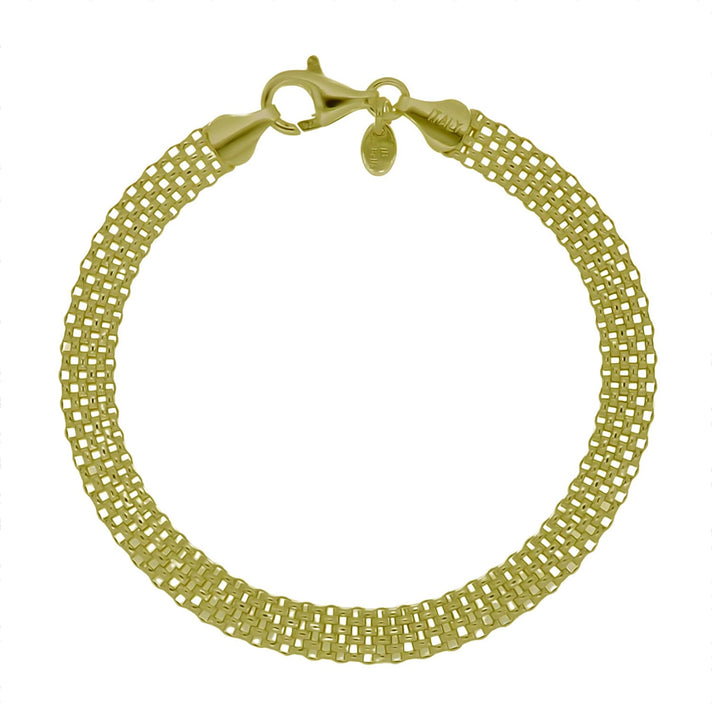La Bella Handmade 5.5MM Bismark Bracelet with Spring Ring Clasp in Yellow Gold Plated Sterling Silver 7.5 Inch 8478742 1