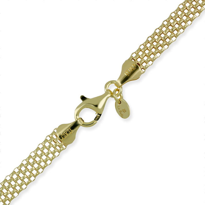 La Bella Handmade 5.5MM Bismark Bracelet with Spring Ring Clasp in Yellow Gold Plated Sterling Silver 7.5 Inch 8478742 2