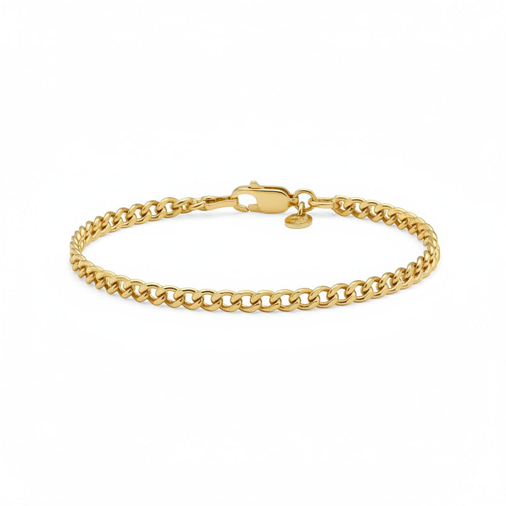 La Bella Handmade Yellow Gold Plated Sterling Silver Curb Bracelet (Size - 7.5) 8478741 1