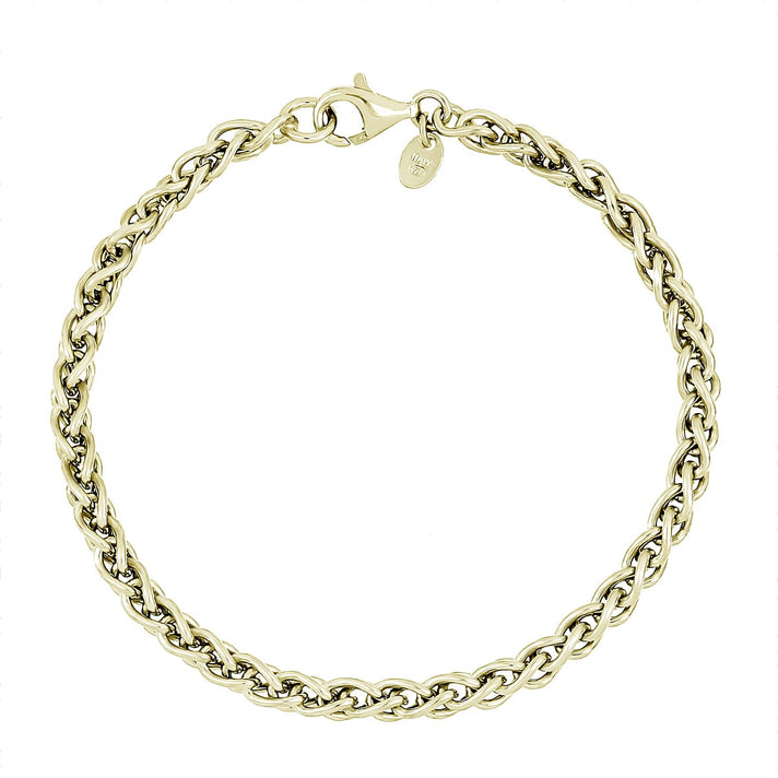 La Bella Handmade- Yellow Gold Plated Sterling Silver Spiga Bracelet (Size - 8) 8478740 1