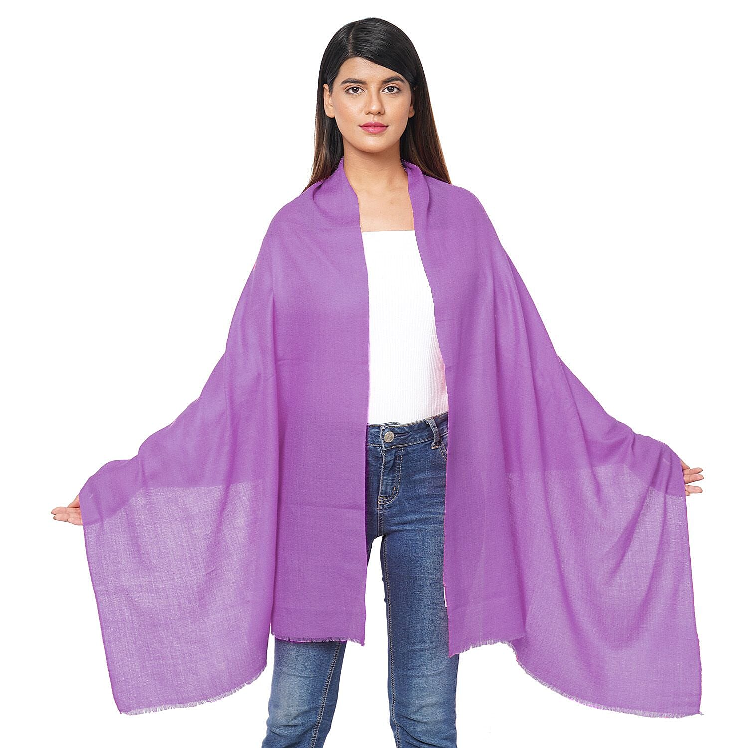 LA MAREY 100% Cashmere Pashmina Women's Scarf (Size 190x70 Cm) - Lavender 7331994 0