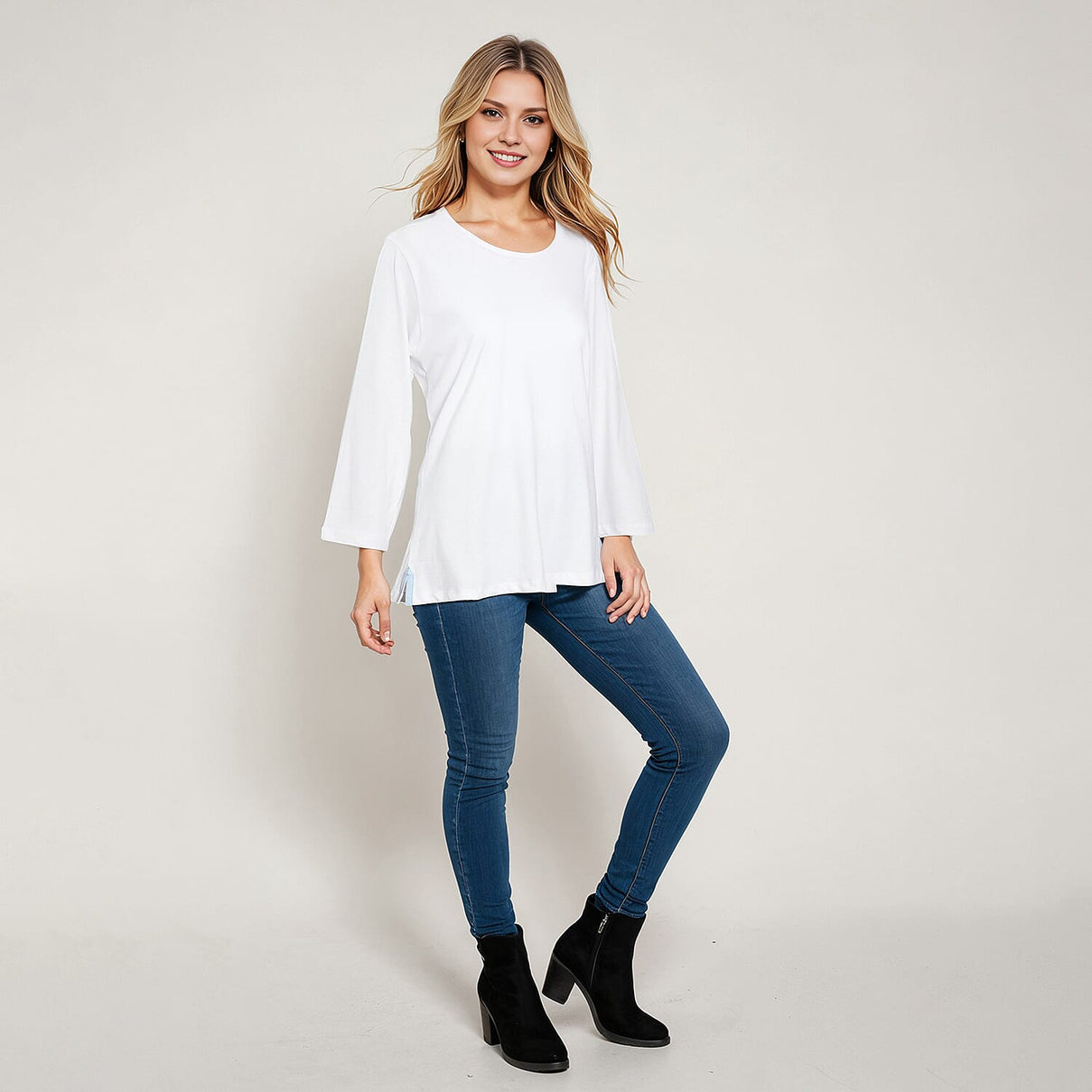 La Marey 100% Cotton Casual 3-4 Sleeve Top (Size 12) - White 7948852 0