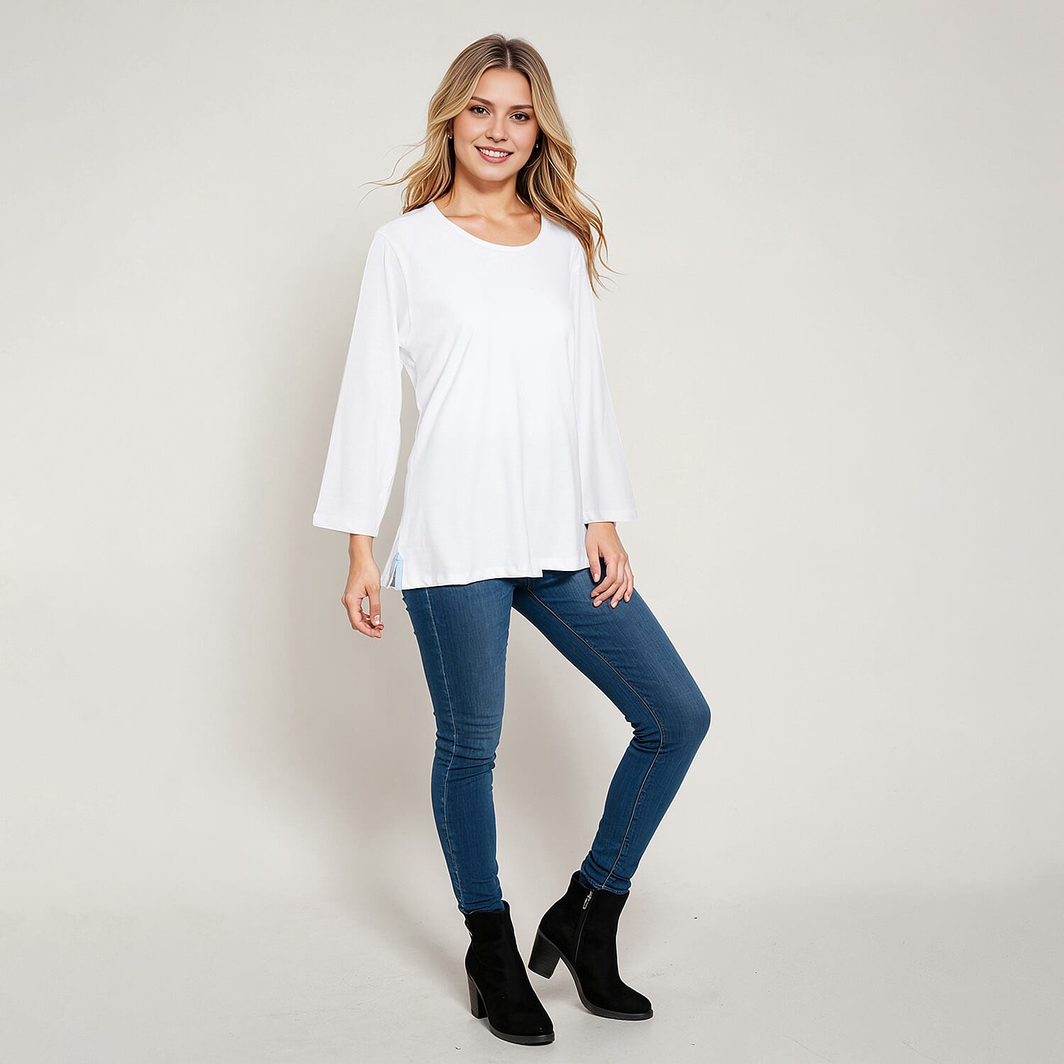 La Marey 100% Cotton Casual 3-4 Sleeve Top (Size 12) - White 7948852 0