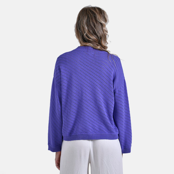 La Marey 100% Cotton Cozy Round Neck Jumper (Size M) - Purple 7898139 2