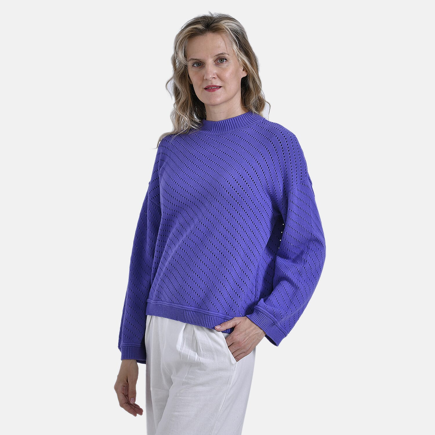 La Marey 100% Cotton Cozy Round Neck Jumper (Size M) - Purple 7898139 3