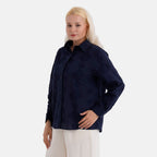 La Marey 100% Cotton Embroidered Shirt (Size 12 to 14) - Navy Blue