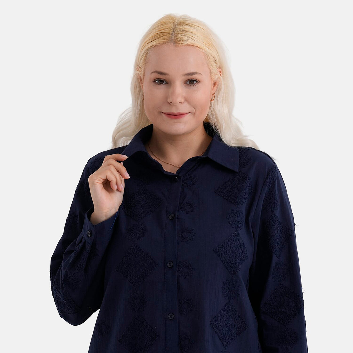 La Marey 100% Cotton Embroidered Shirt (Size 12 to 14) - Navy Blue V32600654 5