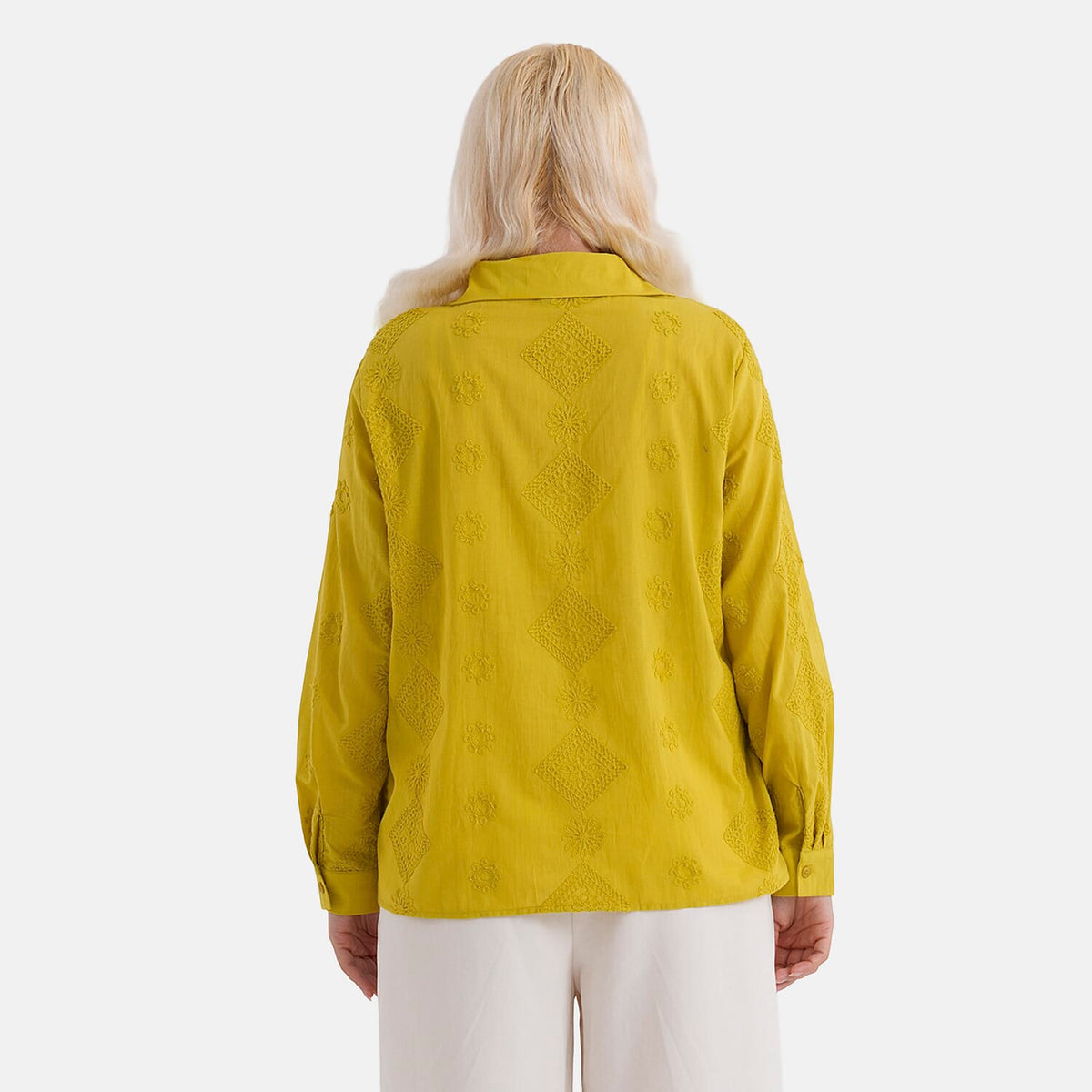 La Marey 100% Cotton Embroidered Shirt (Size 16 to 18) - Yellow 8345389 3