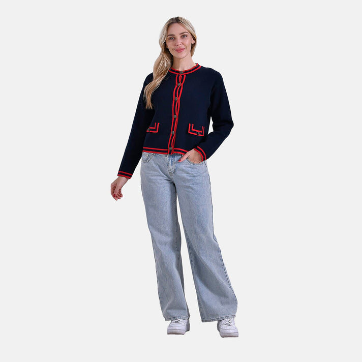 La Marey Pure Cotton Knitted Jacket (Size L) - Red 7993346 1
