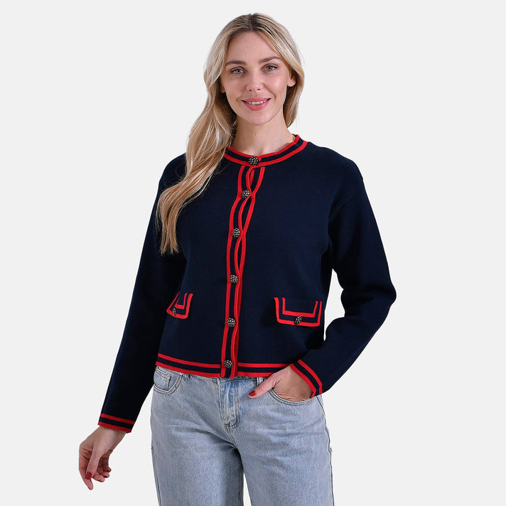 La Marey Pure Cotton Knitted Jacket (Size L) - Red 7993346 2