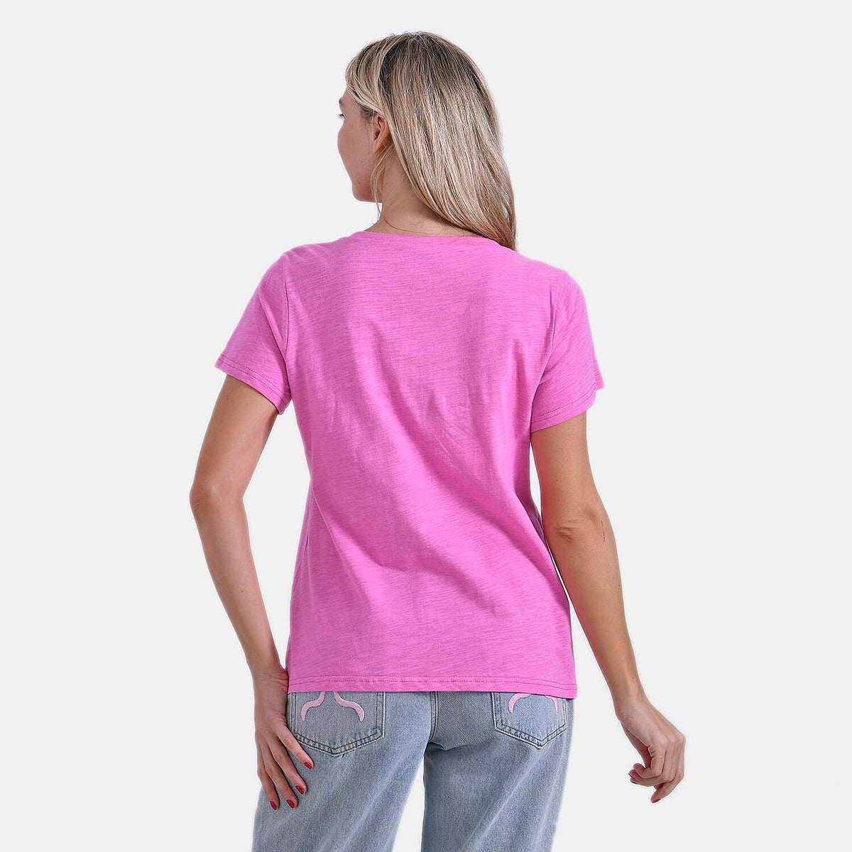 La Marey 100% Cotton Short Sleeve V-Neck Casual Top (Size 10-12) - Pink V32572405 2