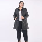 La Marey 100% Genuine Leather Long Coat (Size 12) - Black