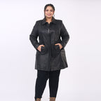 La Marey 100% Genuine Leather Long Coat (Size 12) - Black