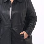 La Marey 100% Genuine Leather Long Coat (Size 12) - Black