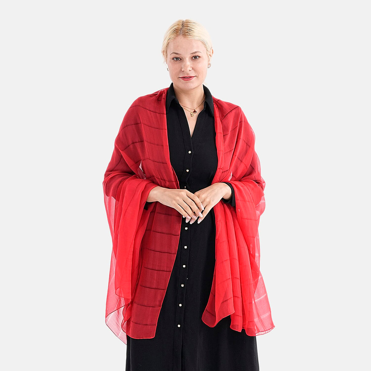 La Marey 100% Mulberry Silk Scarf (177 x 110 cm) - Red 8309397 0