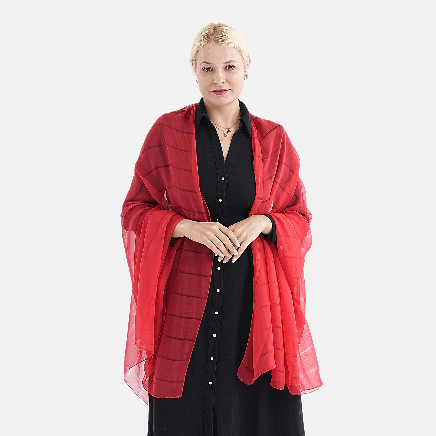 La Marey 100% Mulberry Silk Scarf (177 x 110 cm) - Red 8309397 0