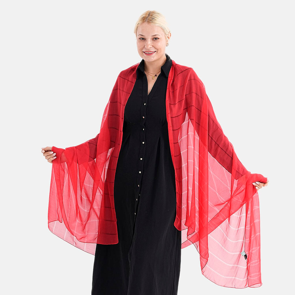 La Marey 100% Mulberry Silk Scarf (177 x 110 cm) - Red