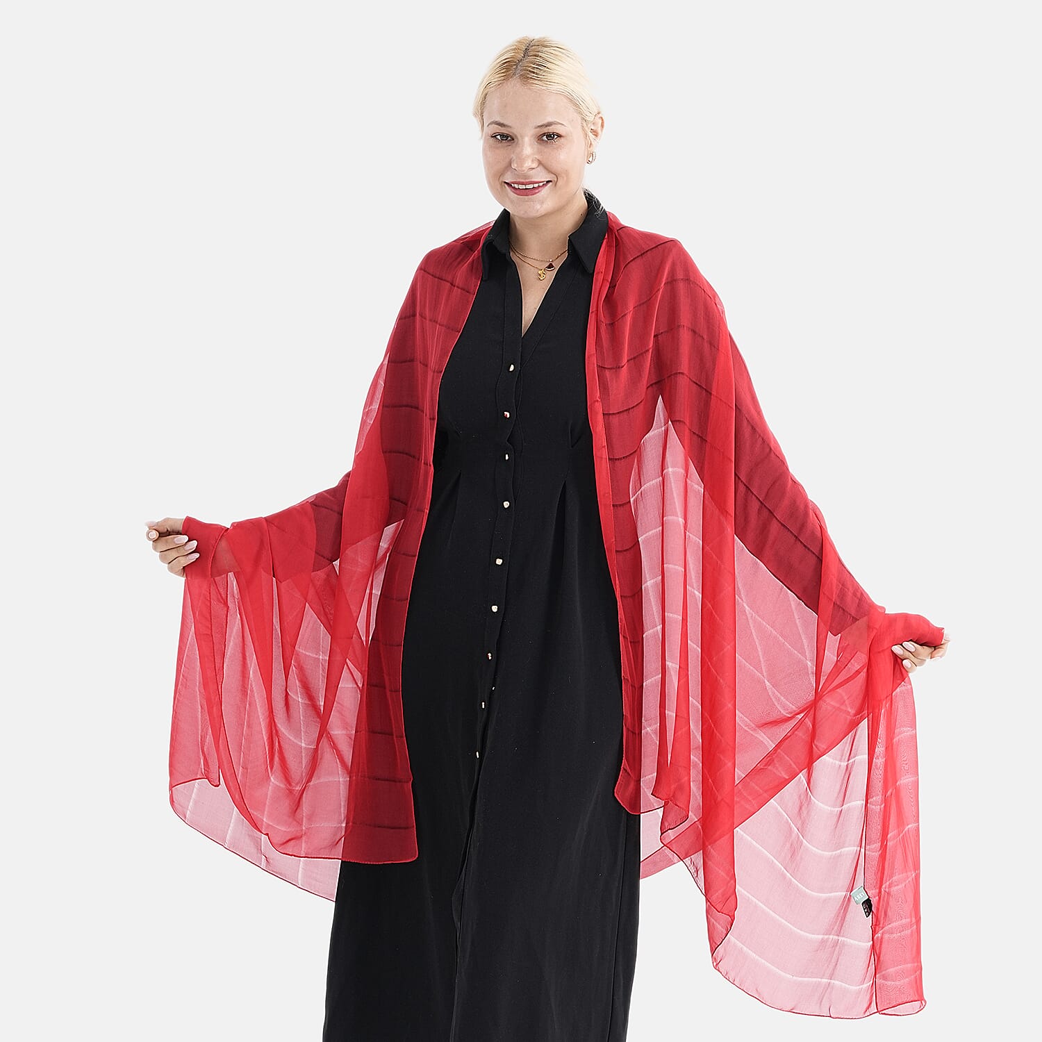 La Marey 100% Mulberry Silk Scarf (177 x 110 cm) - Red 8309397 2
