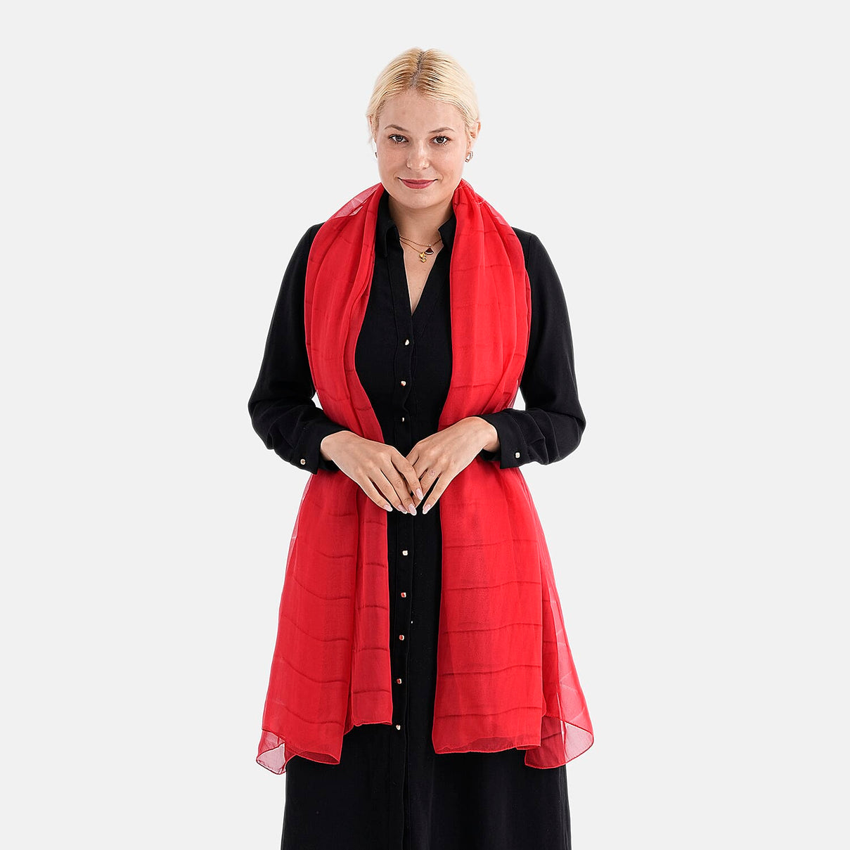 La Marey 100% Mulberry Silk Scarf (177 x 110 cm) - Red 8309397 3