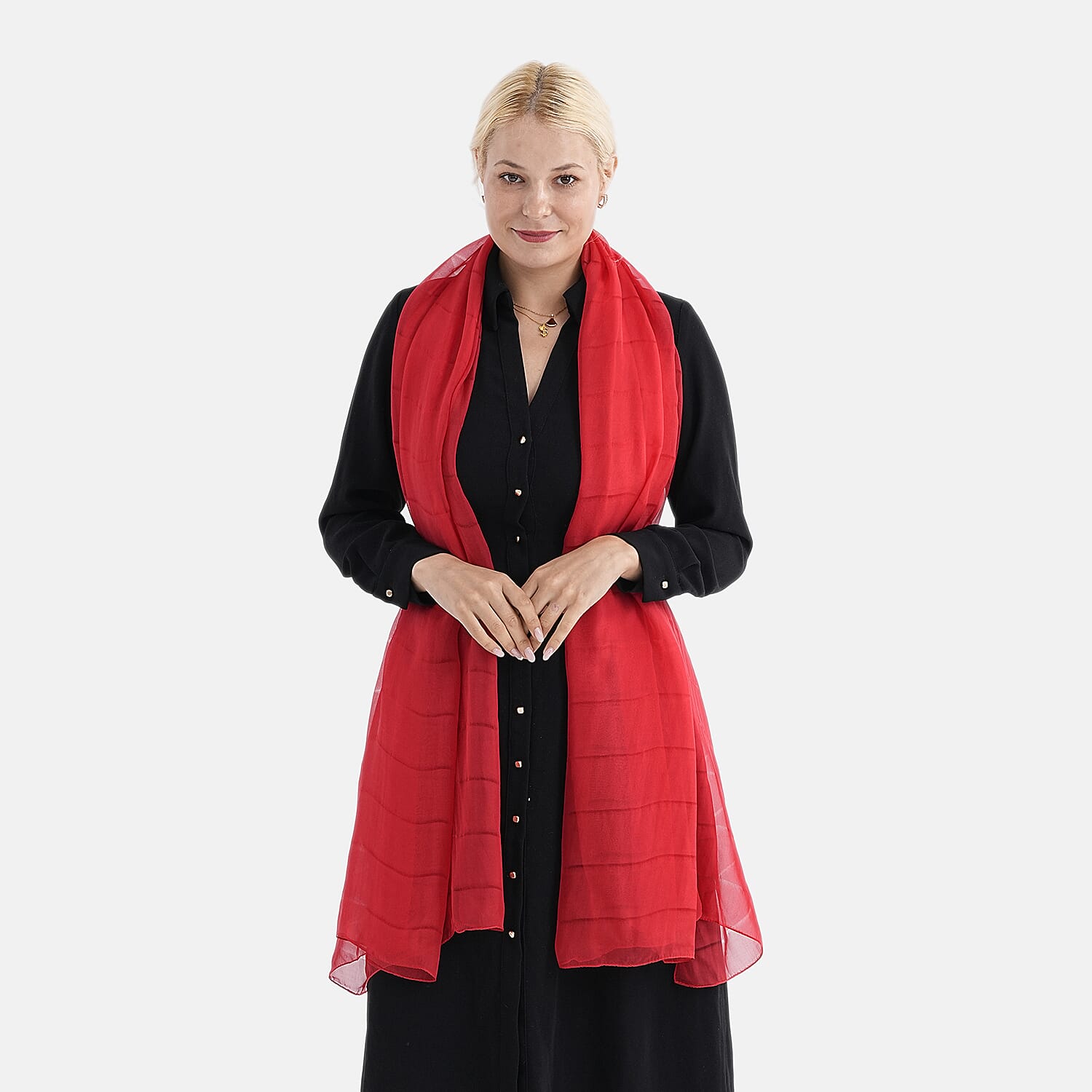 La Marey 100% Mulberry Silk Scarf (177 x 110 cm) - Red 8309397 3