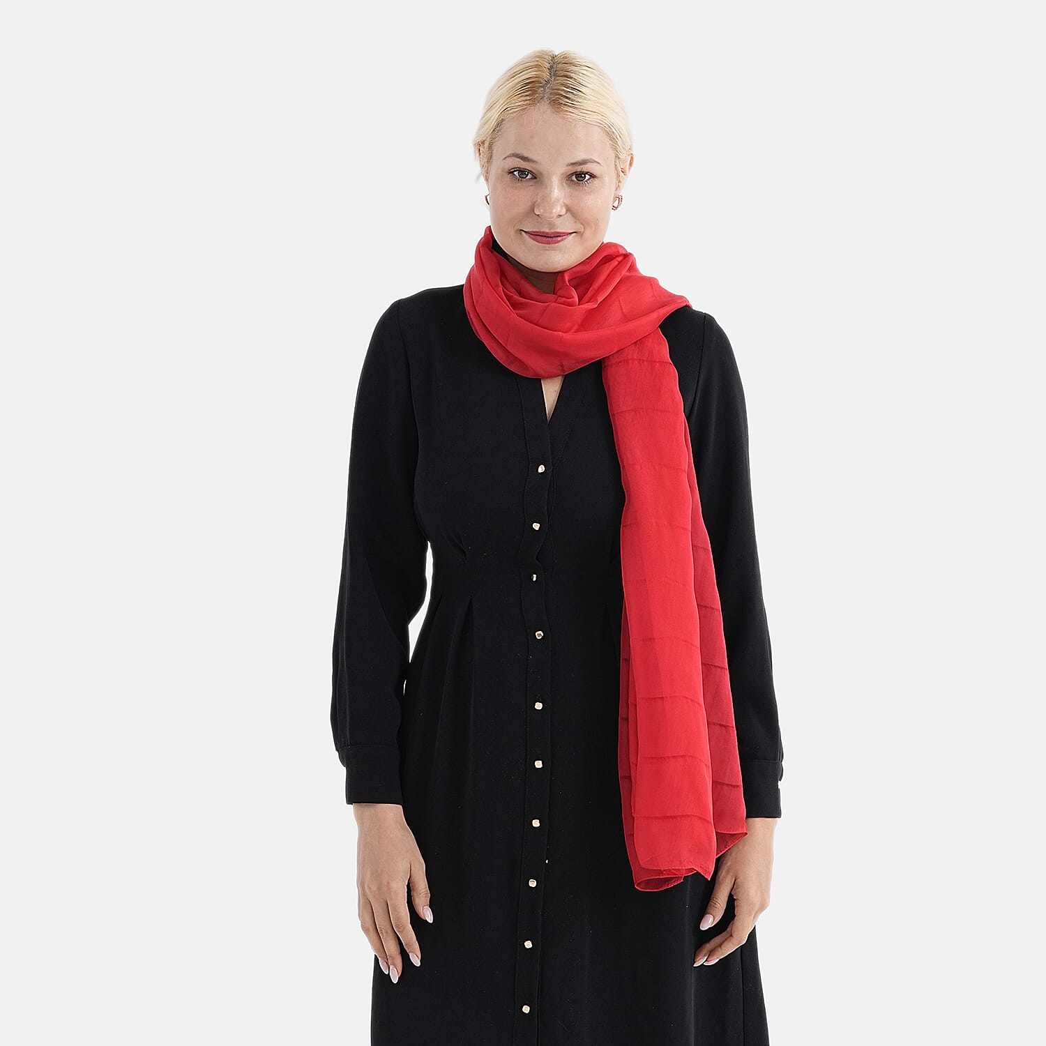La Marey 100% Mulberry Silk Scarf (177 x 110 cm) - Red 8309397 4