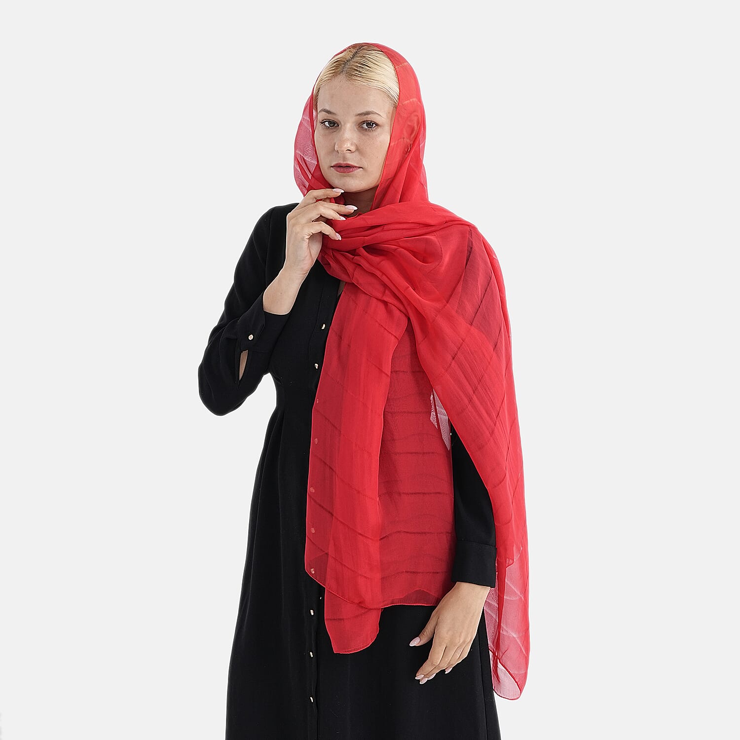 La Marey 100% Mulberry Silk Scarf (177 x 110 cm) - Red 8309397 5