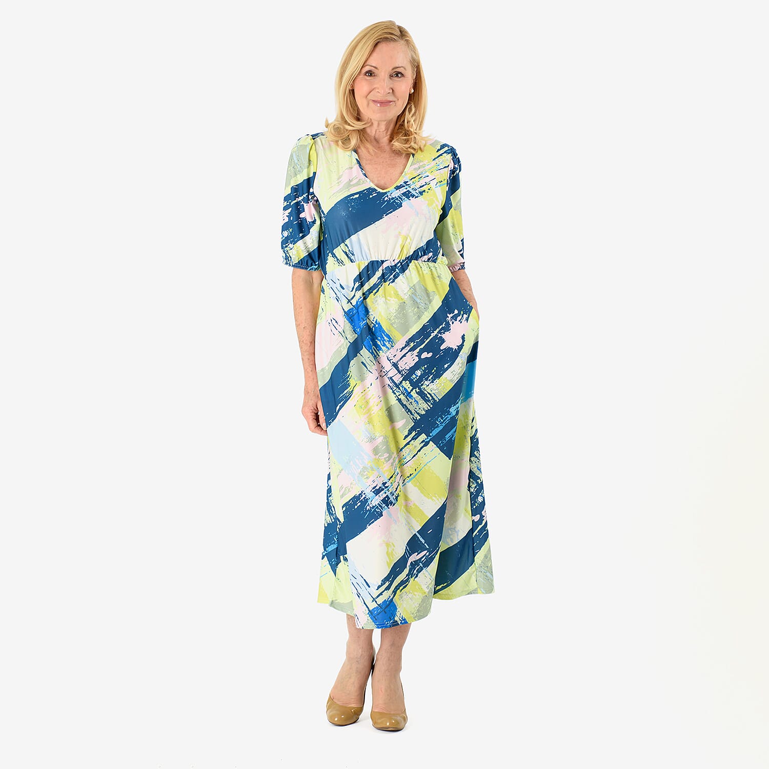 La Marey Abstract Brushstroke Print Midi Dress 8094062 0