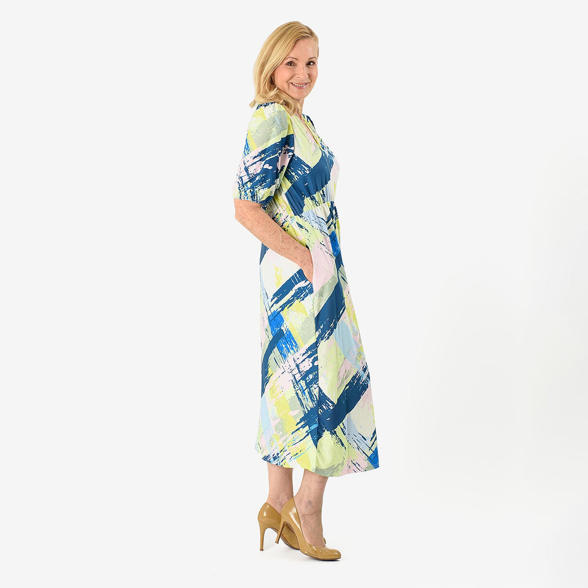 La Marey Abstract Brushstroke Print Midi Dress 8094062 1