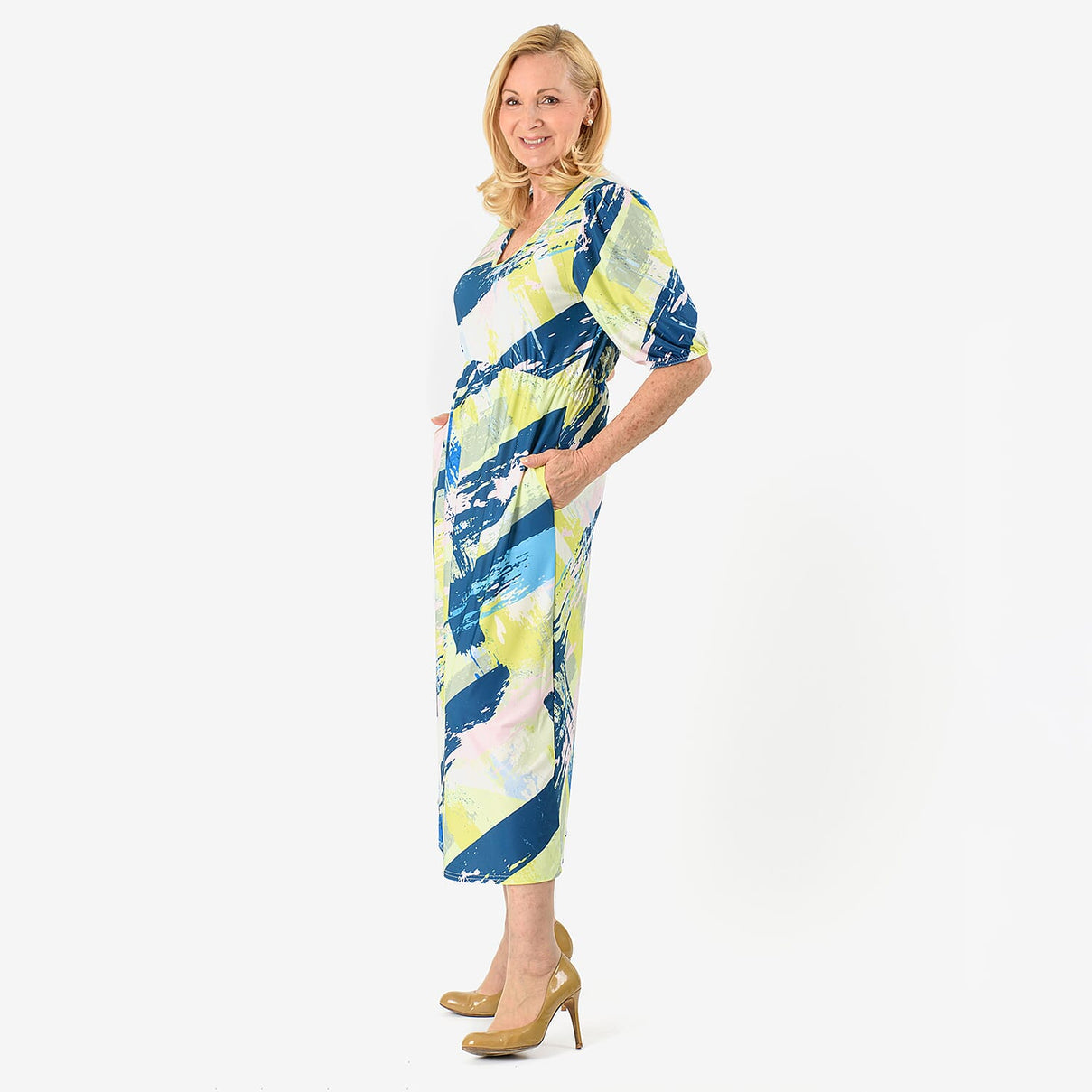 La Marey Abstract Brushstroke Print Midi Dress 8094062 3