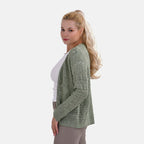 La Marey Lace Hollow Out Knit Cardigan (Size L) - Green