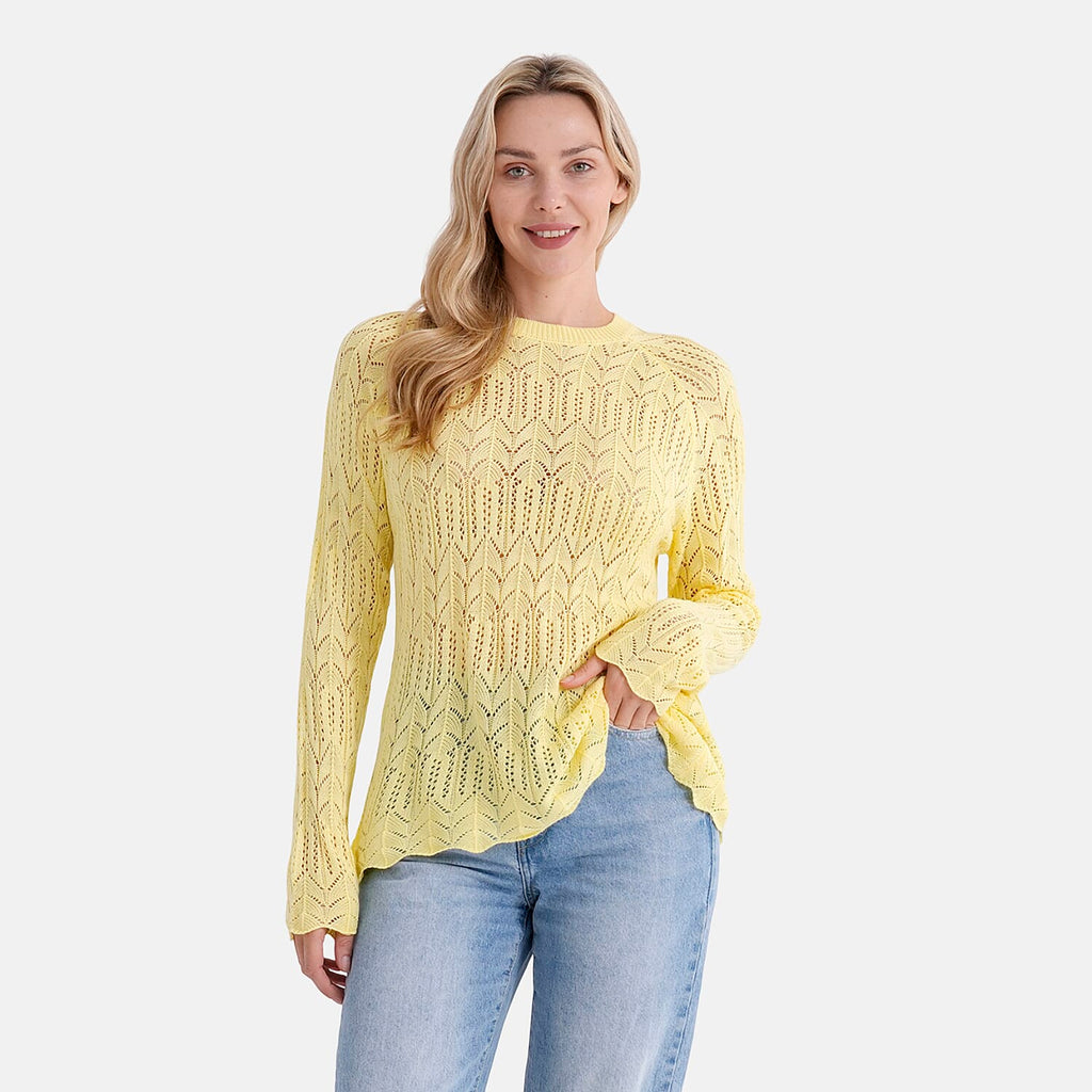 La Marey Scallop Detail Light Weight Jumper (Size - L, 16-18) - Butter Yellow