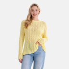 La Marey Scallop Detail Light Weight Jumper (Size - L, 16-18) - Butter Yellow