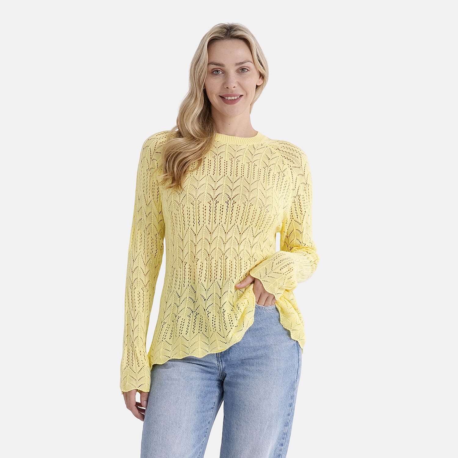 La Marey Scallop Detail Light Weight Jumper (Size - L, 16-18) - Butter Yellow 8430692 0