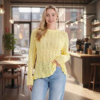 La Marey Scallop Detail Light Weight Jumper (Size - L, 16-18) - Butter Yellow