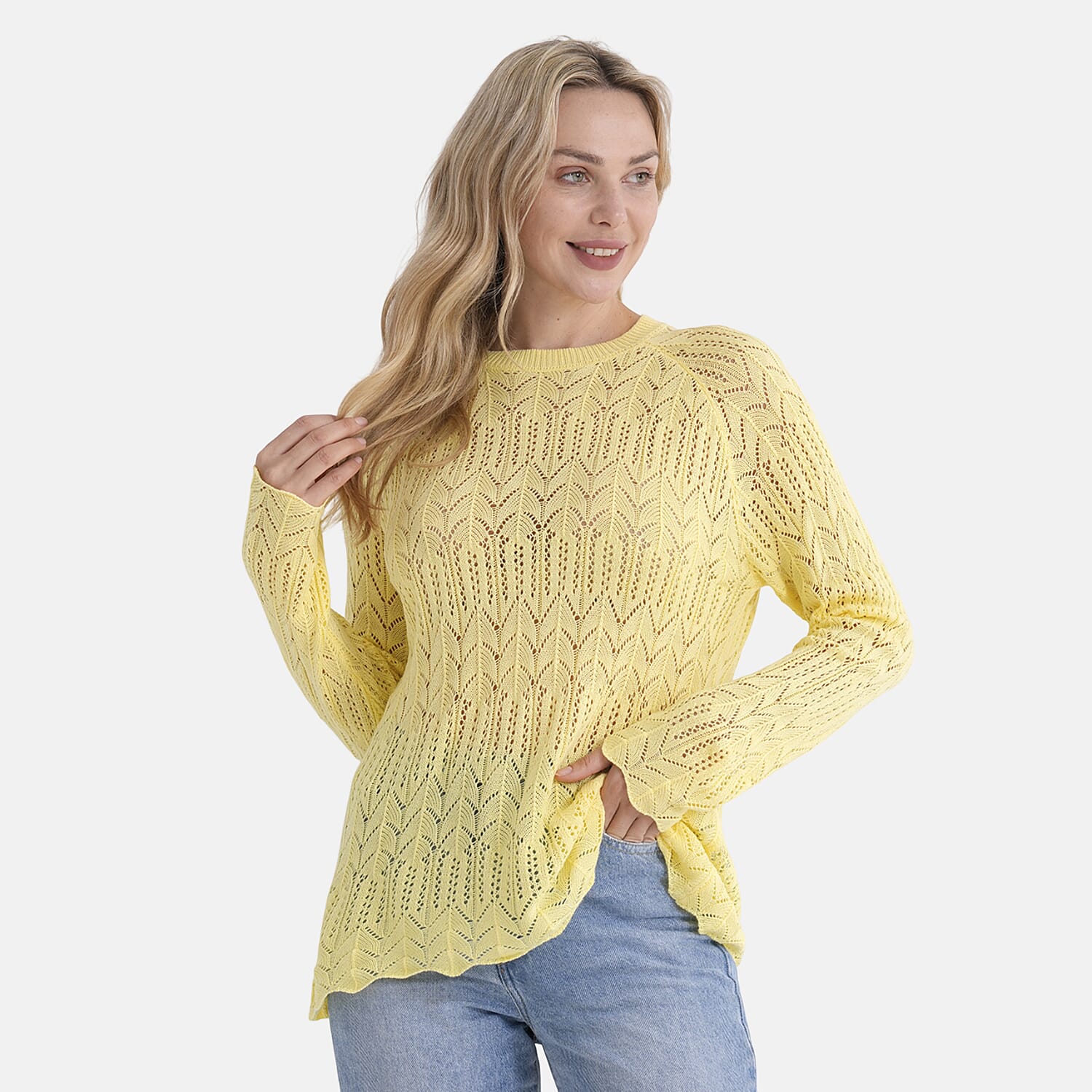 La Marey Scallop Detail Light Weight Jumper (Size - L, 16-18) - Butter Yellow 8430692 5