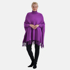La Marey High Tie Tassel Poncho (One Size 10 to 20) - Purple