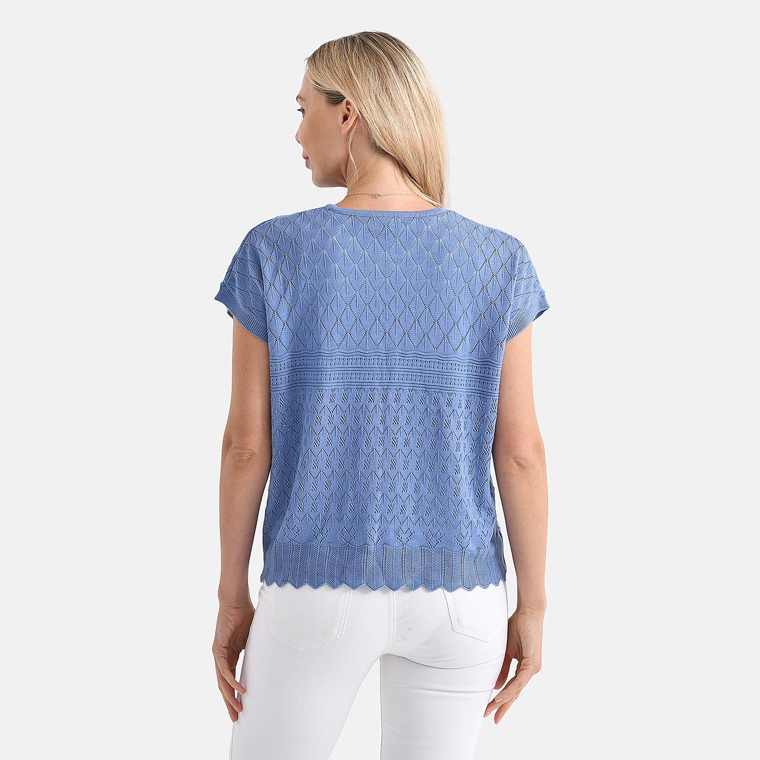 La Marey Pattern Knit Top(Size L) - Blue 8099415 2