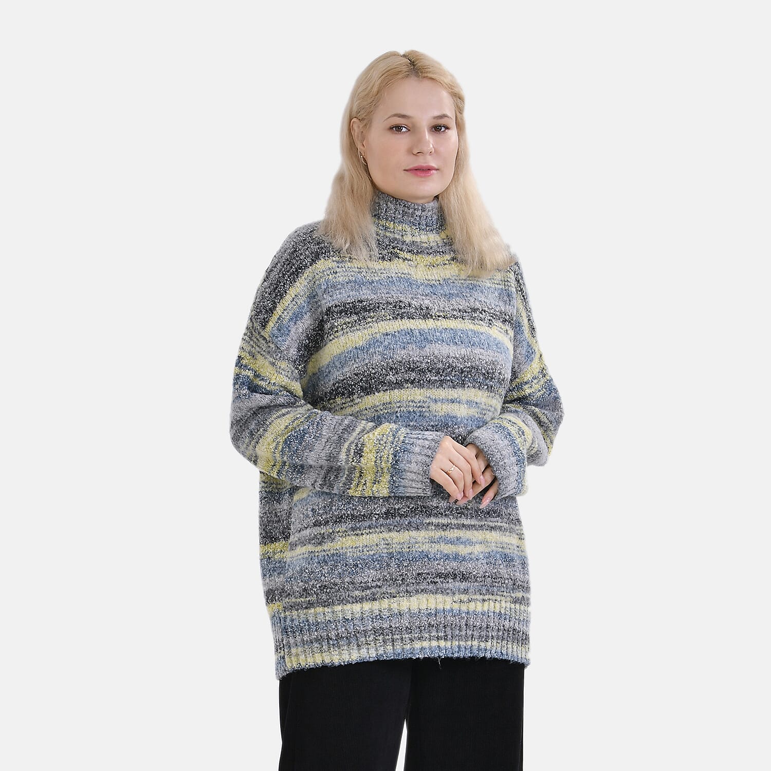 La Marey Abstract Jumper (Size XL) Grey With Yellow &amp; Blue 7809683 0