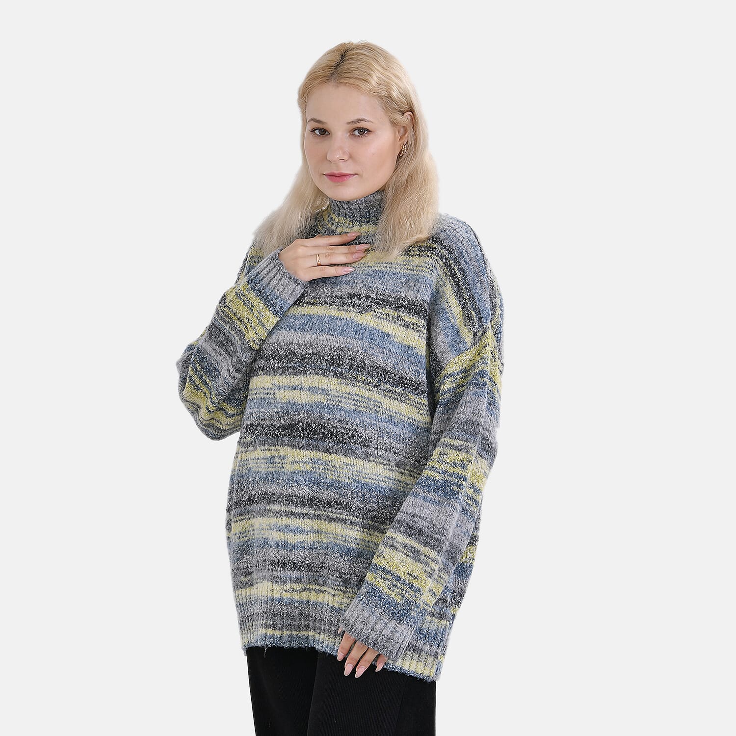 La Marey Abstract Jumper (Size XL) Grey With Yellow &amp; Blue 7809683 3