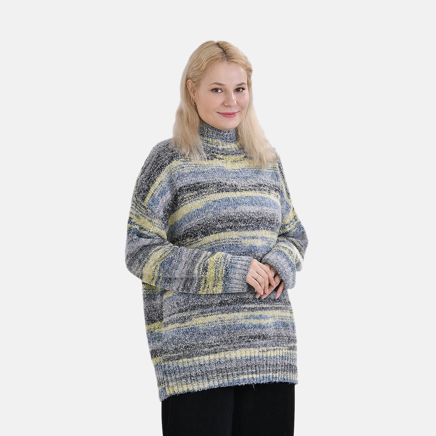 La Marey Abstract Jumper (Size XL) Grey With Yellow &amp; Blue 7809683 4