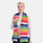 La Marey Knitted Striped Scarf -  Red & Multicolor