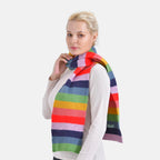 La Marey Knitted Striped Scarf -  Red & Multicolor