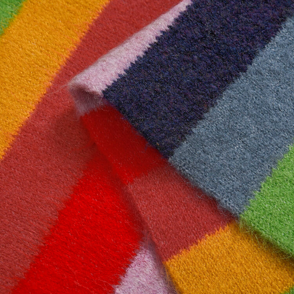 La Marey Knitted Striped Scarf -  Red & Multicolor